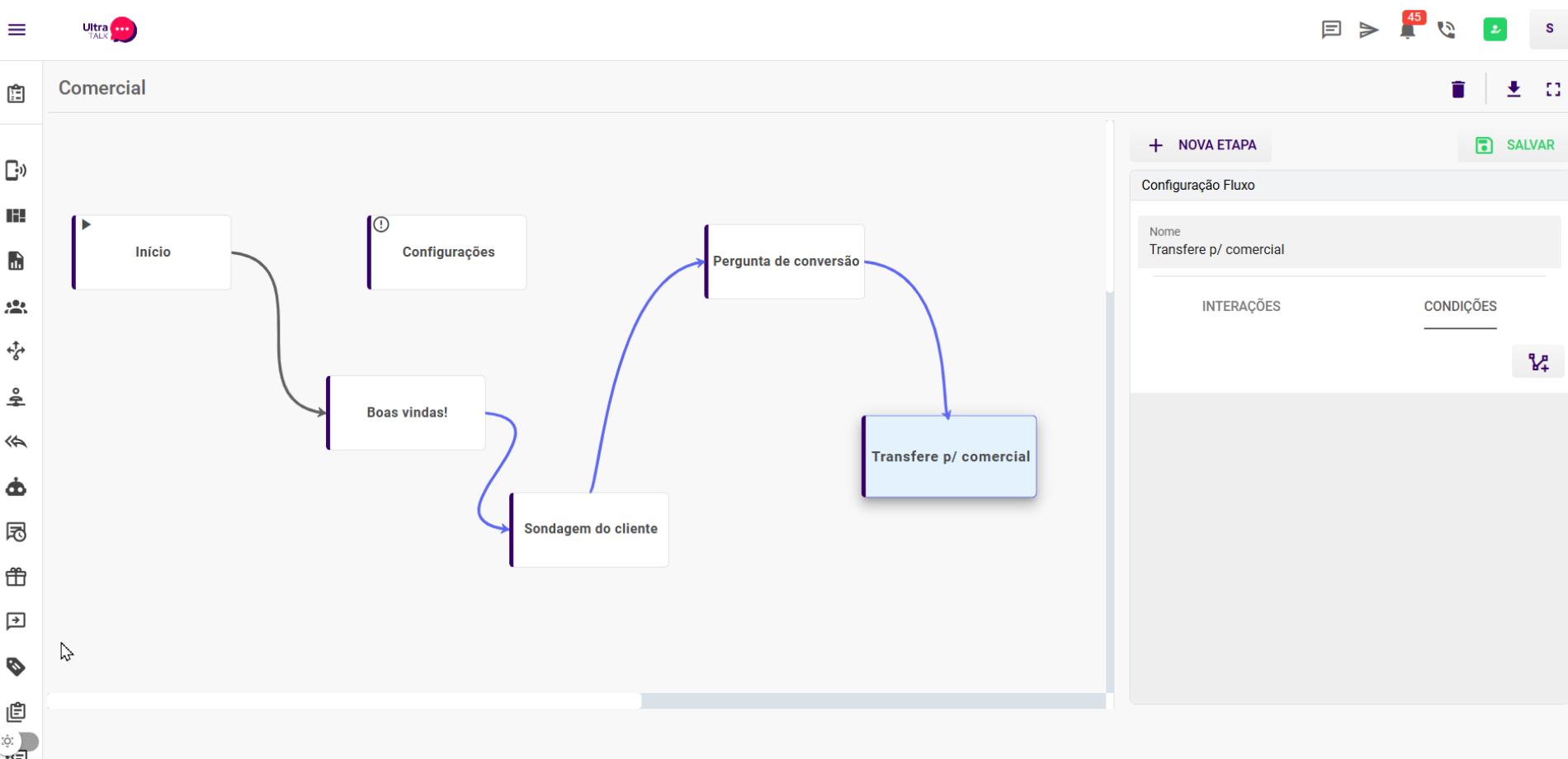 Tela de chatbot